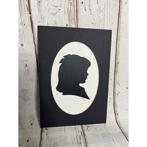 Vintage Silhouette Portrait Little Girl  Oval Matted